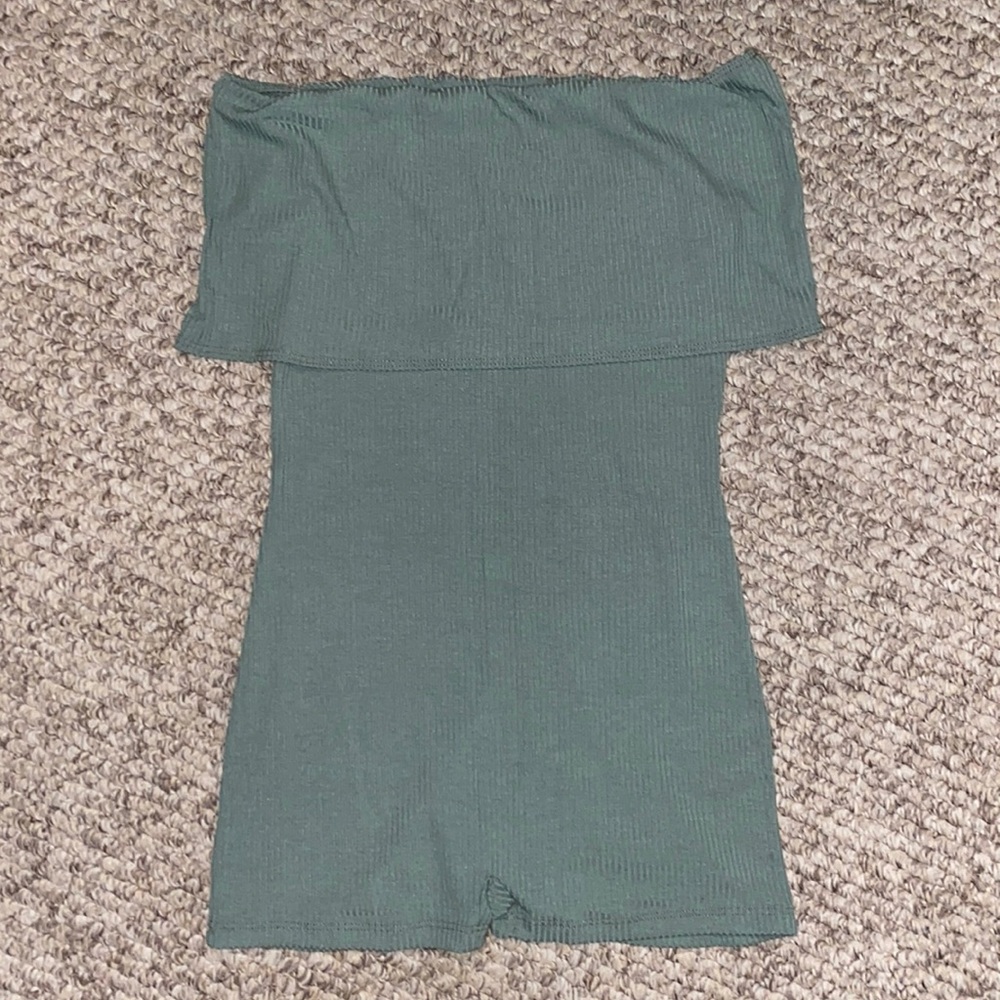 Green Off the Shoulder Romper